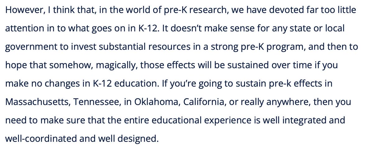 The gains that students make in quality #preK programs won't persist unless we make changes to K-12 programs, says <a href="/BillGormley25/">BillGormley</a>, who spent 20+ years studying impacts. Read his interview with <a href="/lizcohen12/">Liz Cohen</a> <a href="/Georgetown/">Georgetown University</a> future-ed.org/qa-gormley-on-…