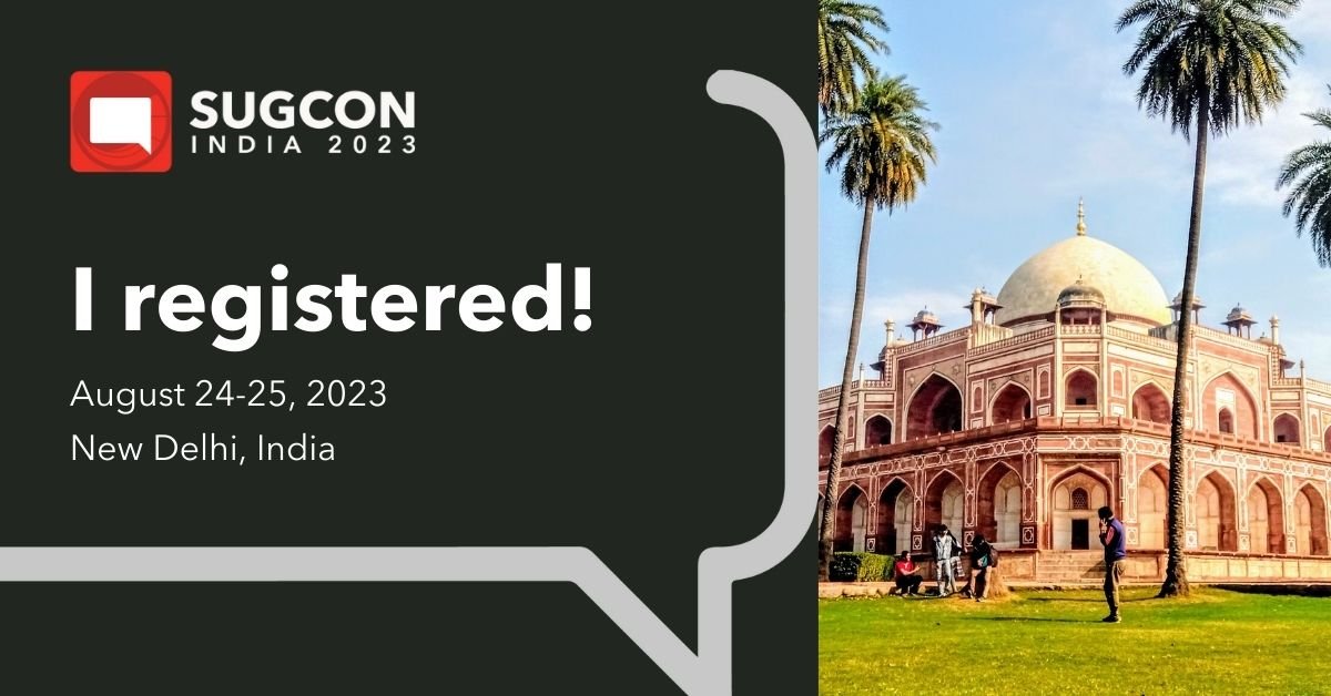 If you haven't registered yet, go to india.sugcon.events and register yourself.

#sugcon <a href="/SUGCONF/">SUGCON</a>