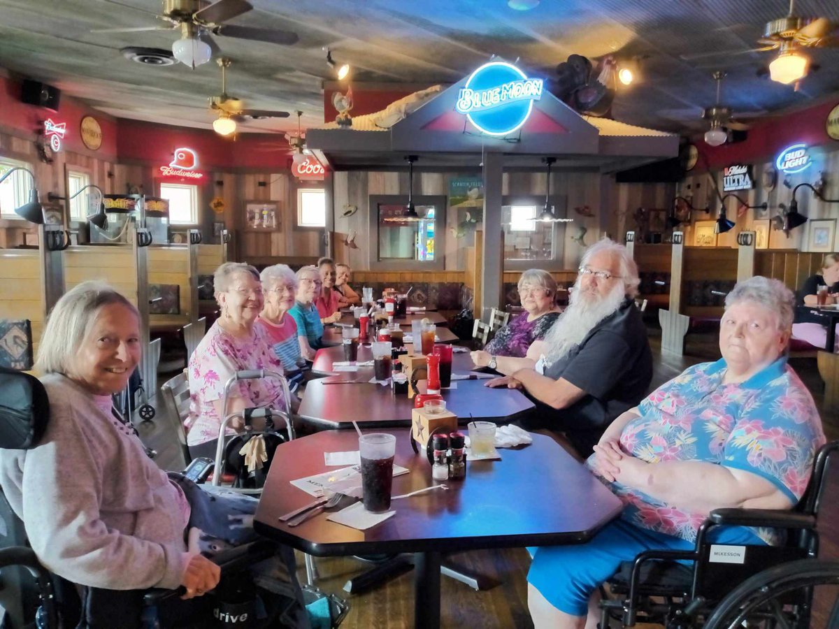 Our residents out enjoying delicious food at local Mavericks for lunch outing