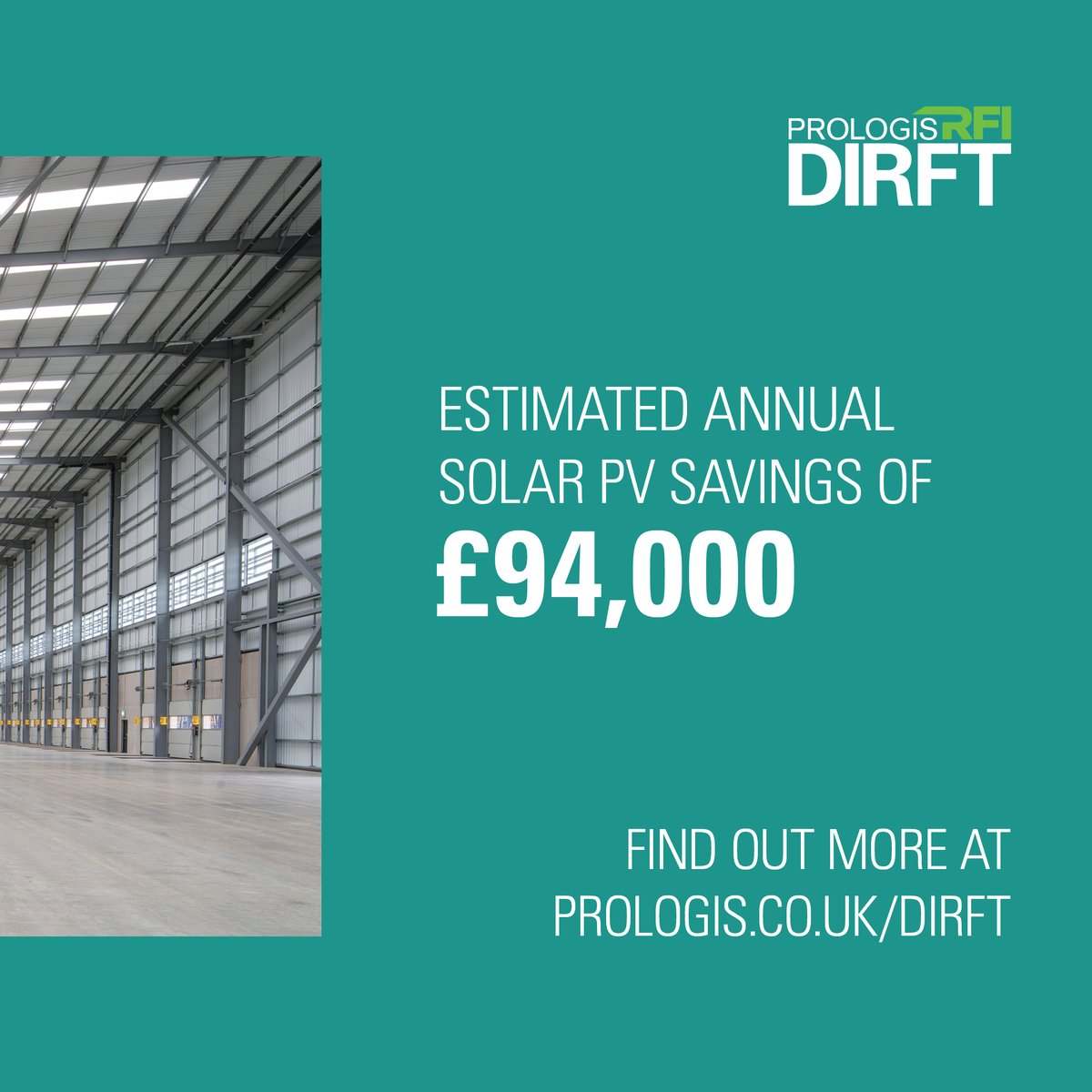prologisuk's tweet image. AVAILABLE NOW, one of the most sustainable industrial buildings in the UK!   Not only could #Prologis RFI DIRFT DC327 help you save up to £94,000 a year in solar alone, but it also boasts fantastic sustainability credentials.  Find out more here: prolo.gs/DIRFT
