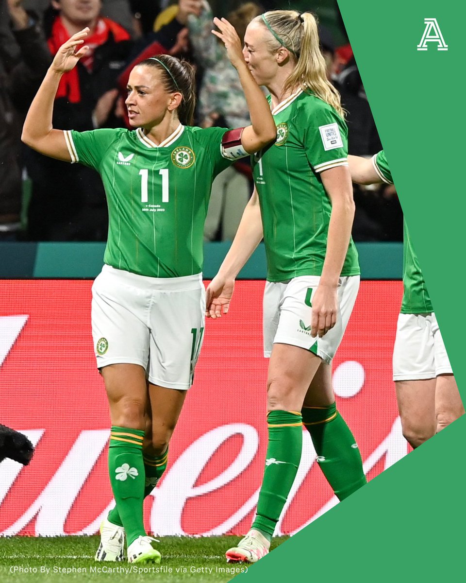 TheAthleticFC's tweet photo. When you score your first ever #FIFAWWC goal... 💚

Katie McCabe is mobbed by her Ireland team-mates after scoring directly from a corner — safe to say they enjoyed that one...

Follow #CAN v #IRL here ➡️ https://t.co/cgd2YHYGBU https://t.co/uBn5pgpcsm