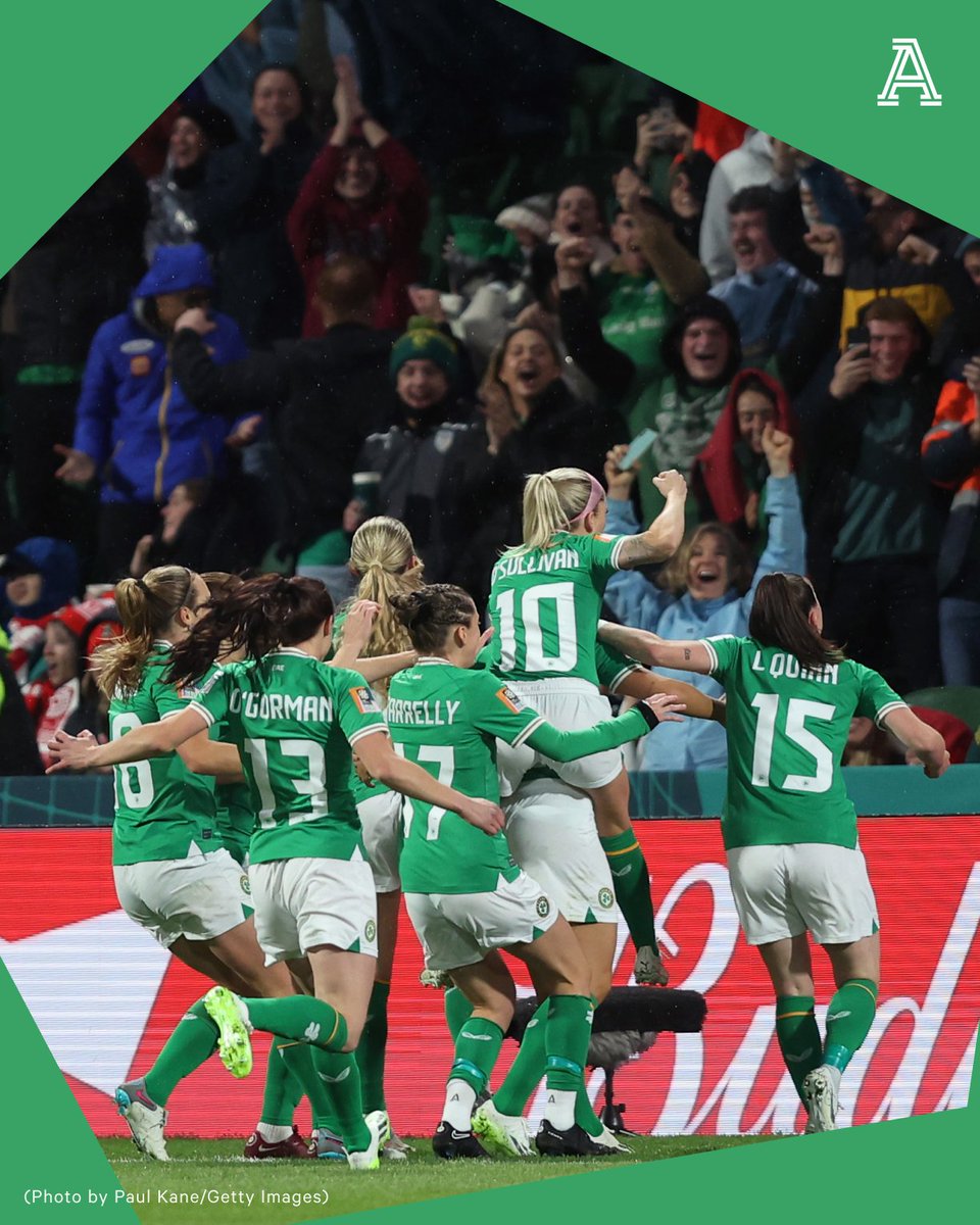 TheAthleticFC's tweet photo. When you score your first ever #FIFAWWC goal... 💚

Katie McCabe is mobbed by her Ireland team-mates after scoring directly from a corner — safe to say they enjoyed that one...

Follow #CAN v #IRL here ➡️ https://t.co/cgd2YHYGBU https://t.co/uBn5pgpcsm