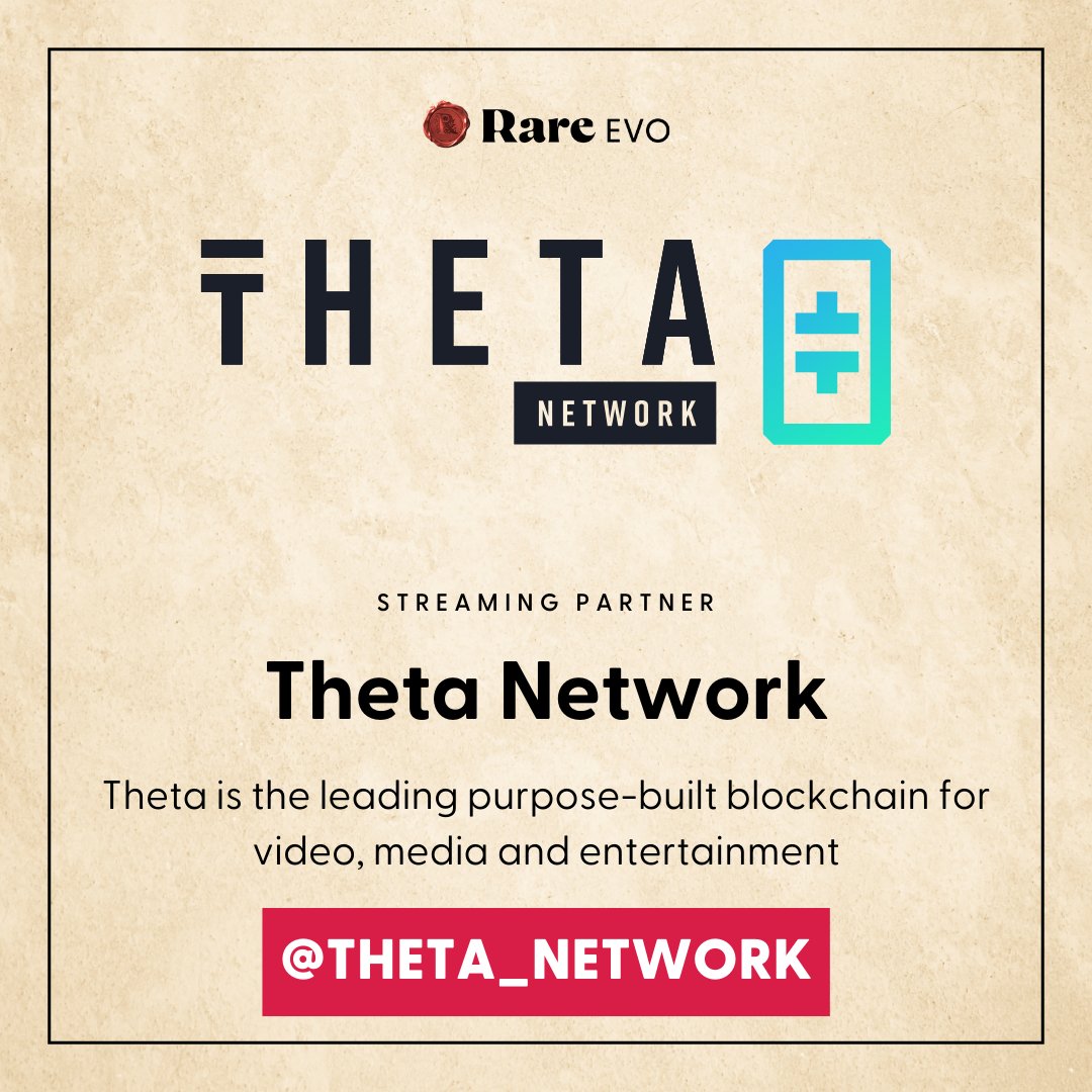 🚨 Streaming Partner Announcement 🚨 Thrilled to announce that @Theta_Network will be an official streaming partner for #RareEvo23! 🍾 Be sure to catch their live stream of #RareEvo on theta.tv! 🎥