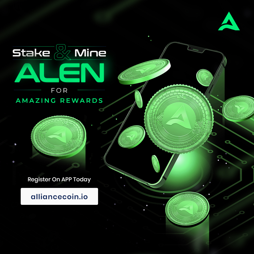 alliancetokens's tweet photo. Stake & Mine #ALEN for up to 10% monthly #rewards! Download the #APP today and enjoy 6 fixed-period options and a high referral #bonus!
For more info. Visit: https://t.co/RppzerbxX3
#CryptoRewards #Staking #AlenToken #Alliance #DigitalAssets #LimitlessRewards #DefiniteGrowth https://t.co/XddNoDLYOS