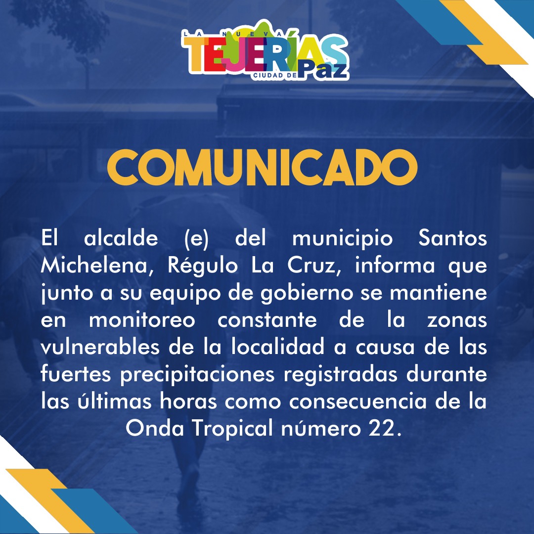 #26Jul Nos mantenemos activados junto al Equipo Municipal de Gestión de Riesgos ante el paso de la Onda Tropical N° 22. 

<a href="/NicolasMaduro/">Nicolás Maduro</a> <a href="/Soykarinacarpio/">Karina Carpio</a>