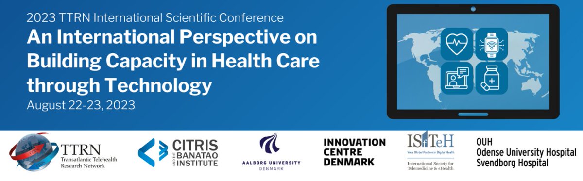 Join us at the Transatlantic #Telehealth Research Network #TTRN2023 conference with focus on An International Perspective on Building Capacity in Health Care through Technology.
📍 Berkeley, CA, USA
📅 August 22-23, 2023
💻 health.citris-uc.org/transatlantic-…
#telemedicine #digitalhealth