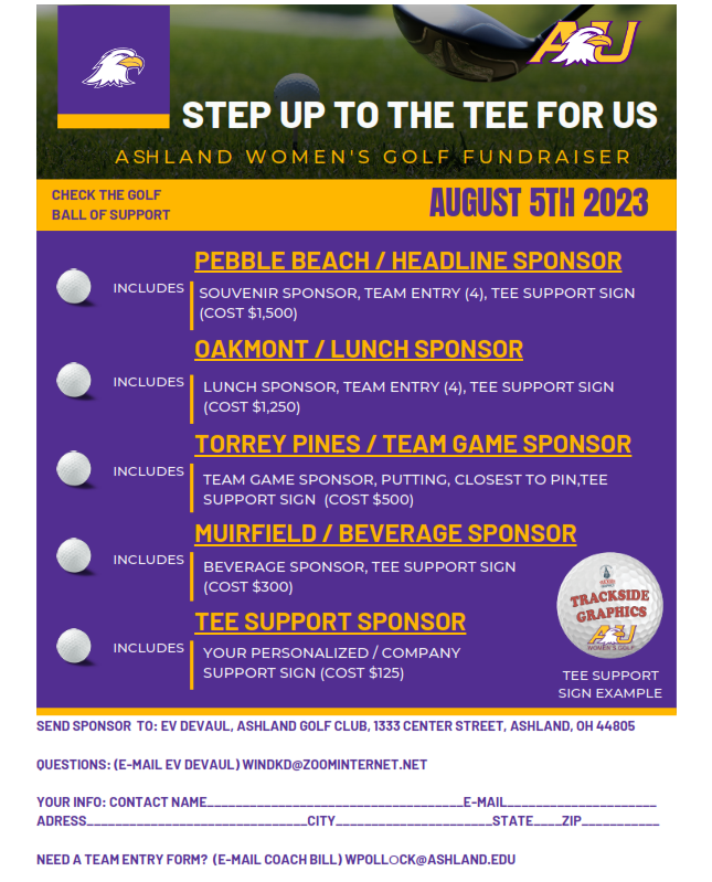 Another way to support Ashalnd Women's Golf and get great advertising for your company!