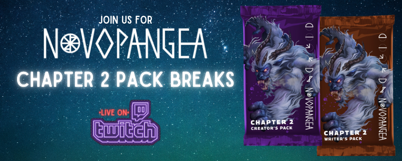 Novopangeaio's tweet image. Join us TONIGHT at 9pm EST / 1am UTC for another EPIC Pack Break! Crackin' some of the last Chapter 2 Packs with our great community! Don't miss it!  twitch.tv/novopangea

#packbreak #nft #nftgame #packbreaks #play2earn #playtoearn
