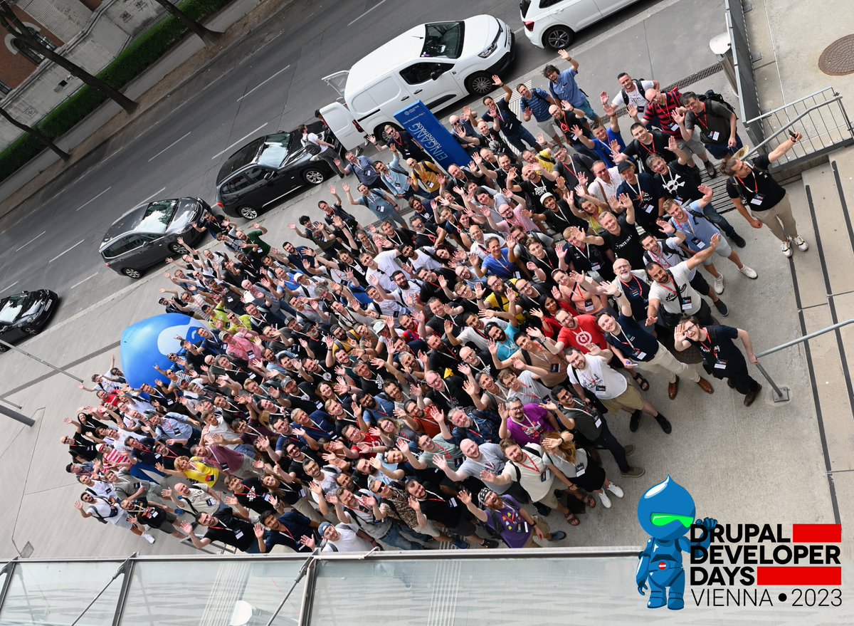 grienauer's tweet image. Here is the Official Drupal Developer Days 2023 Vienna group picture. #ddd23 #drupaldeveloperdays