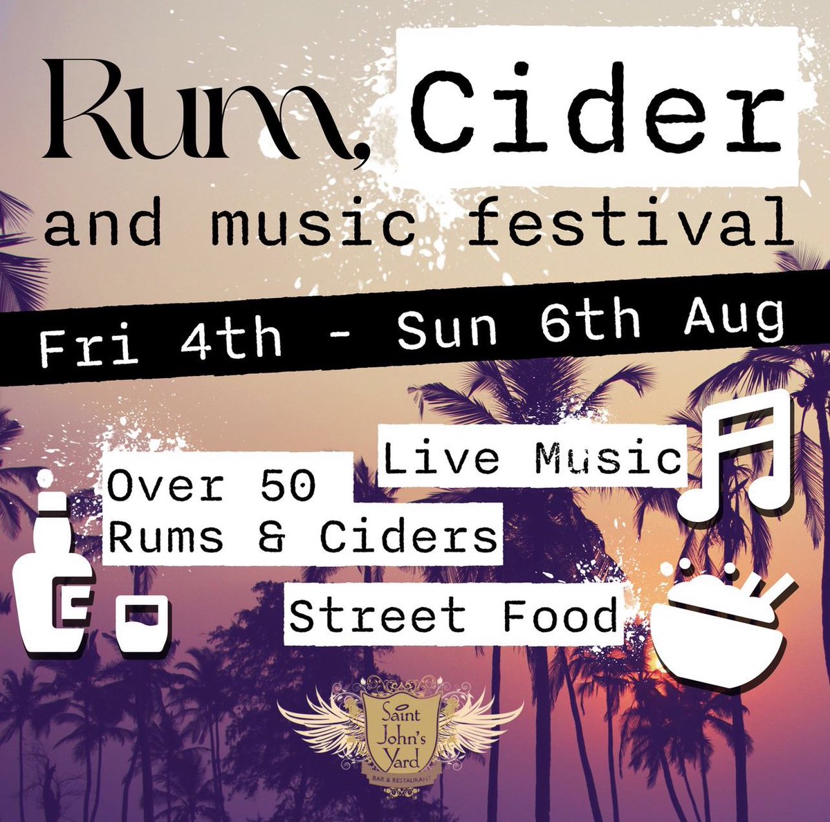 Rum and Cider Festival Next Weekend!🎪
Friday 4th - Sunday 6th of August! We have live Music, amazing street food, and over 50 rums and ciders!! With free admission for all, we expect to see you all there. 

Get those dates in the diary, we can't wait to see you! #tunbridgewells