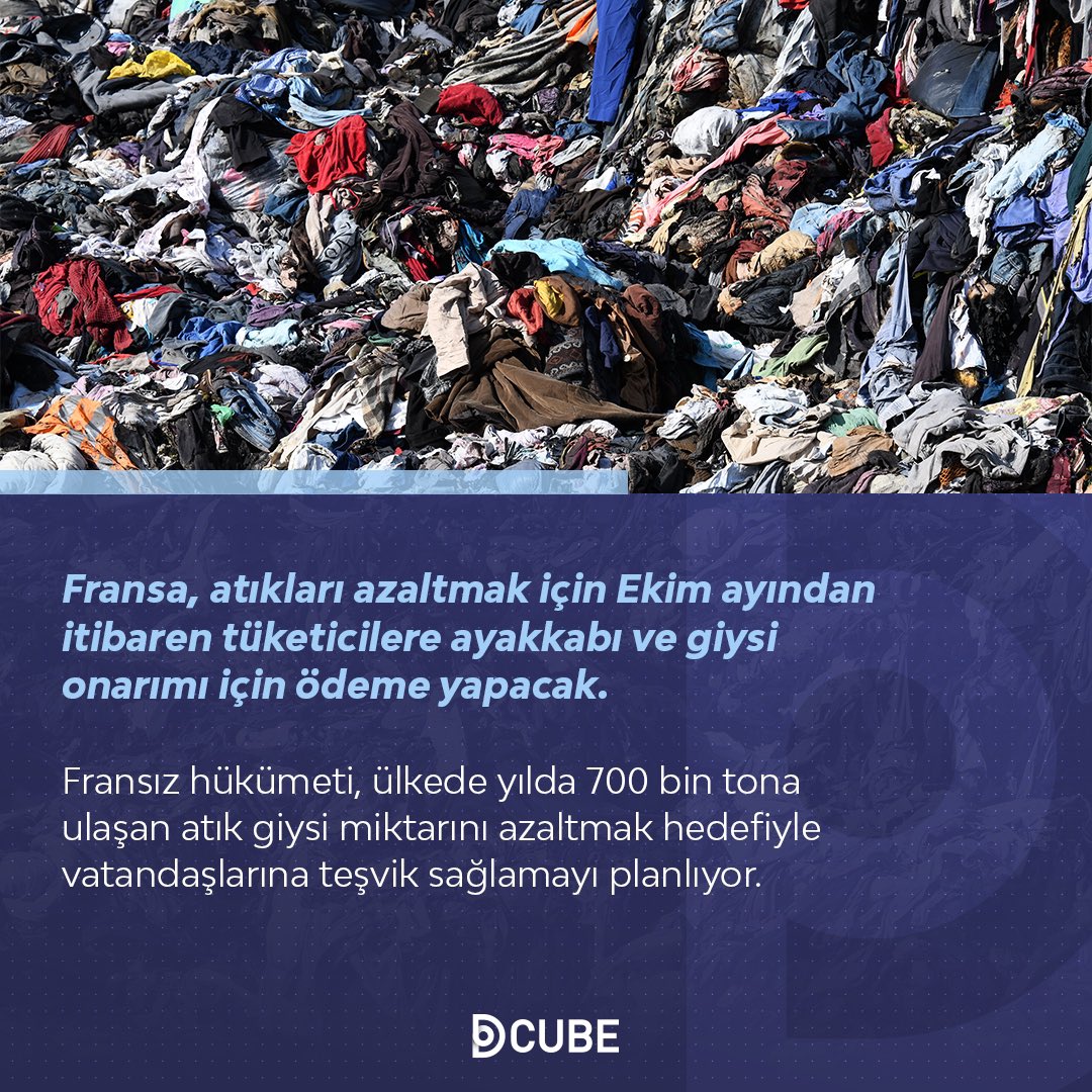 dcubecomtr's tweet photo. Fransa, atıkları azaltmak için Ekim ayından itibaren tüketicilere ayakkabı ve giysi onarımı için ödeme yapacak.
#dcube #sürdürülebilirlik https://t.co/tOLFAl3dUM