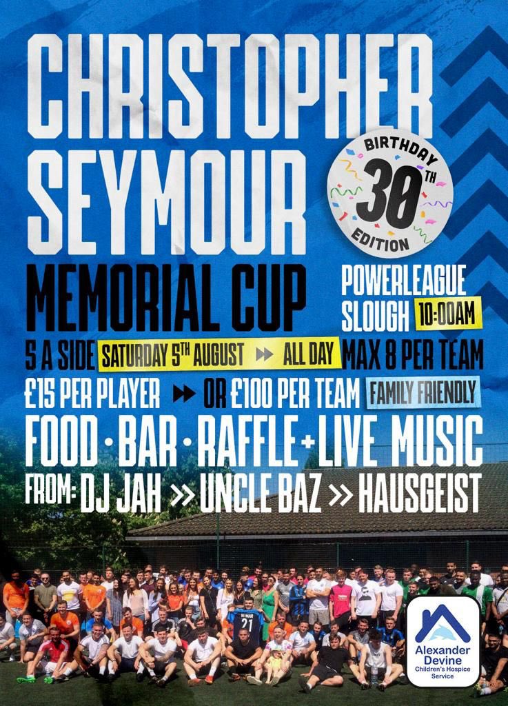 The Christopher Seymour Memorial cup is back on 5th August. All money raised on the day will be going to Alexander Devine Children’s Hospice. Let’s make it a day to remember. Give us a shout if you want to get involved. And see if you can beat the mighty Britwell👊🏻⚽️