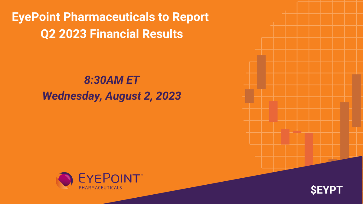 EyePointPharma's tweet photo. #InvestorNews: $EYPT to report Q2 financial results and recent corporate developments at our upcoming webcast on August 2nd. https://t.co/thjJ3HkEQV
#OphthoTwitter #wetAMD #Retina #RetinalDisease #PharmaNews #EYPT #EyePointPharma https://t.co/6xsPsloX12