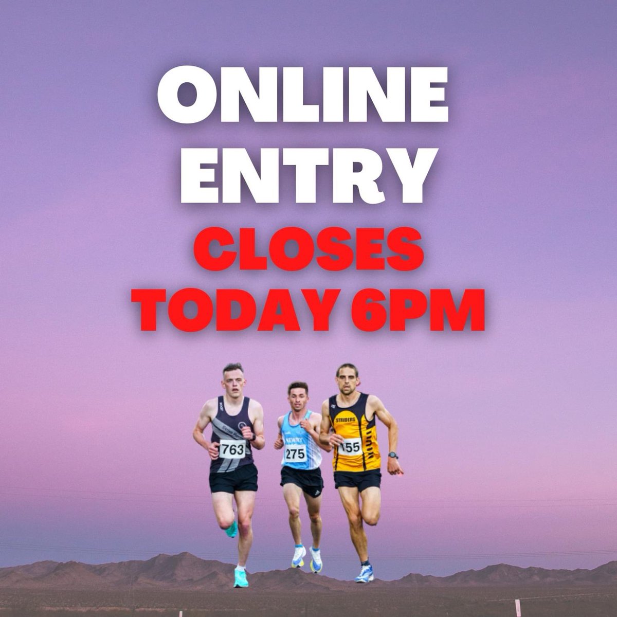 **Online Entry Closes Tonight 6pm** Please Share

Enter Here
athleticsni.org/Fixtures/Co-Do…

We look forward to welcoming you to Downpatrick 
for the MB McGrady Co Down 5km

 #localrunning #localrunningcrew #localrunninggroup #localrunningcommunity #running #runninglife #runninggirl