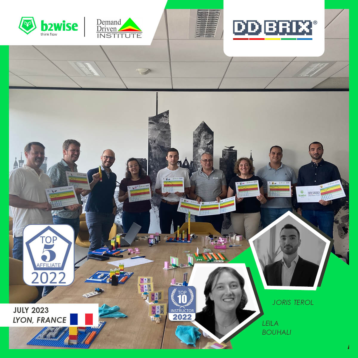leïla bouhali and Joris Terol lead a public #ddbrix simulation in Lyon, France. #ddmrp #demanddriven #supplychainresilience #supplychainmanagement #thoughtware <a href="/b2wiseglobal/">b2wise</a>
