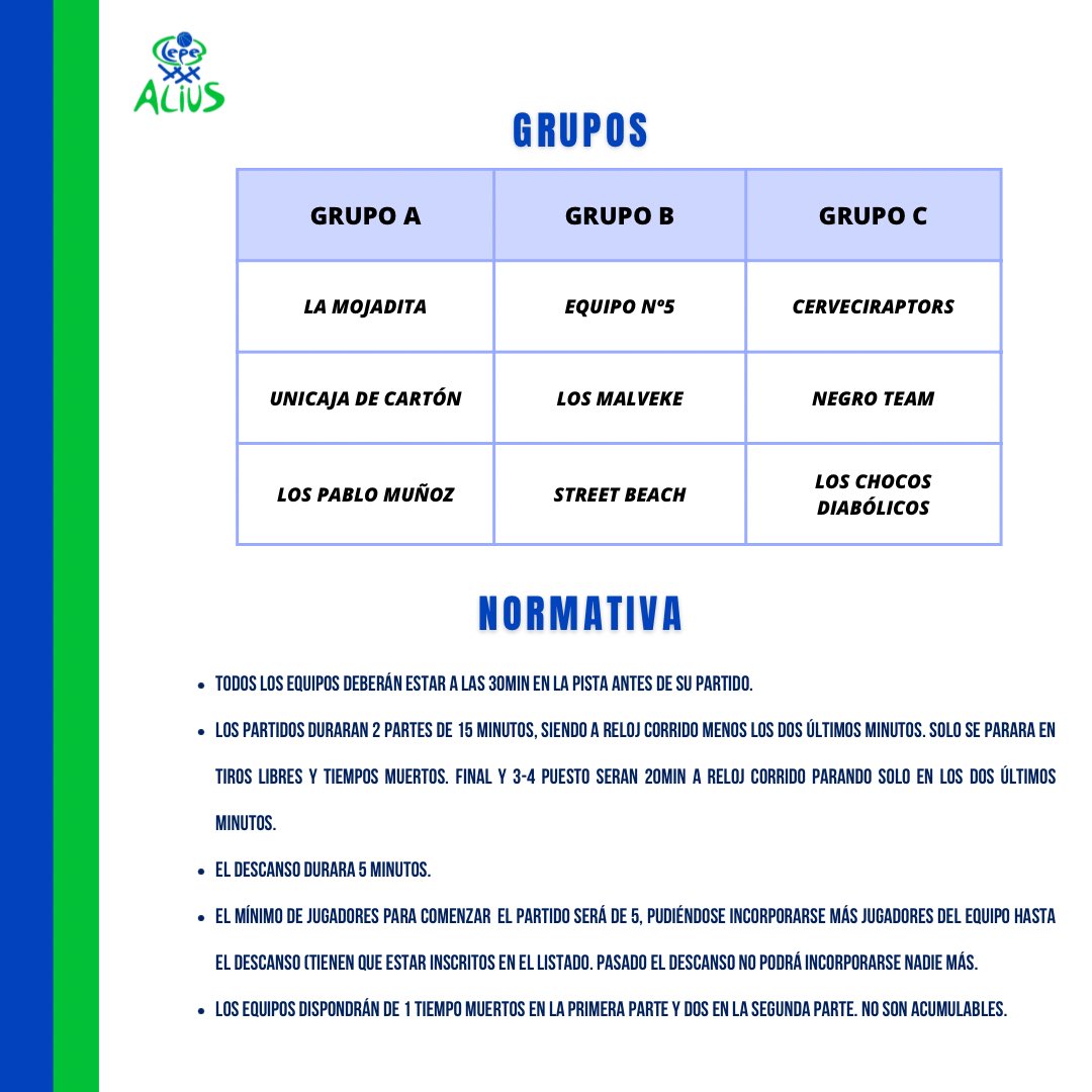 CbLepeAlius's tweet photo. BASKETPARTY 2023

✅Ya tenéis disponibles los horarios del 5x5 de nuestra Basketparty de este sábado.

📍Centro Comercial Varadero, La Antilla
🕕A partir de las 18:00

¡No faltéis! 🙌🏽🏀🎉 https://t.co/4jldn7CQHX