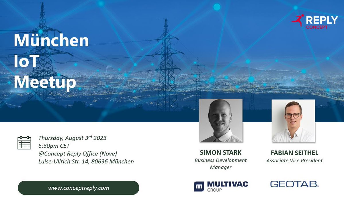 ConceptReplyDe's tweet photo. Don't miss this fantastic opportunity to be part of the networking experience. Join us either virtually or in person. For those attending in person, we will have complimentary beer and pizza! 🍻🍕 

#iot #meetup #multivac #geotab #lifeatreply 

https://t.co/E8XLVzmwGL https://t.co/ulHjVpt5aQ