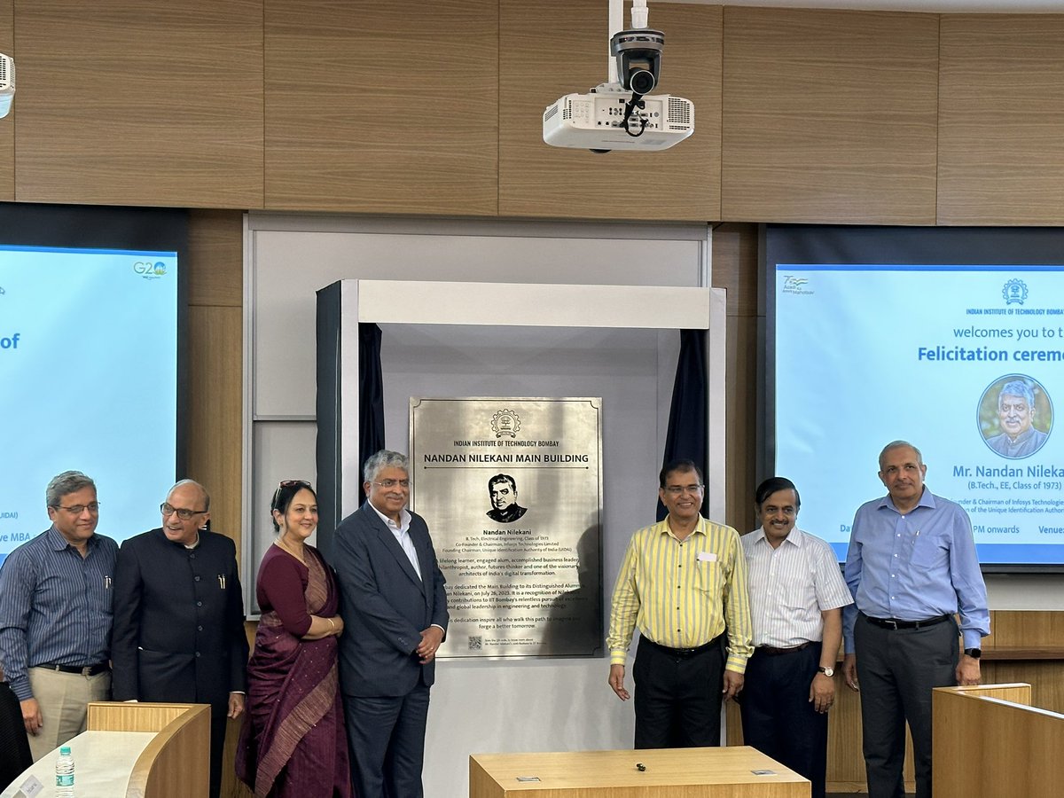 NandanNilekani's tweet photo. A special day for me: Returned to @iitbombay 50 years after I first entered the institution. I am what I am because of IIT Bombay. I am confident that this hallowed institute is on its way from being India's best to being one of the world's best! https://t.co/UaW71LEaqJ