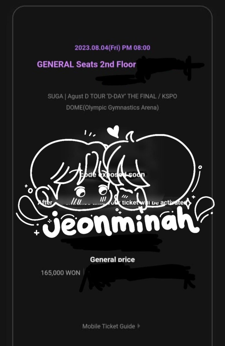 WTS AgustD Final Concert Ticket

- 2F Second Floor
- Day 1 -> 4/8
- Price by DM
- Bank Transfer ✅ INA
- For Indonesian, open for installment ✅