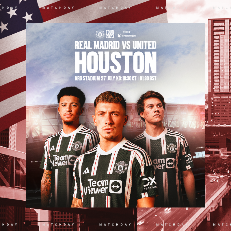 ManUtd's tweet photo. Tests don't get much bigger! 💪

🆚 Real Madrid
🇺🇸 Houston

#MUFC || #MUTOUR23