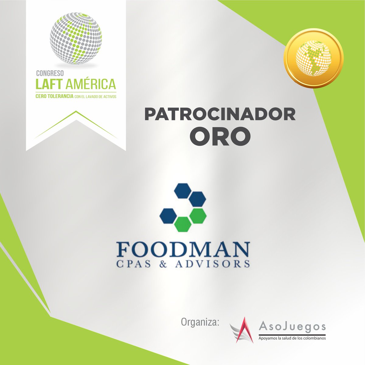 Foodmanpa's tweet photo. Congreso internacional LAFT AMÉRICA: Cero Tolerancia con el Lavado de Activos. Foodman CPAs &amp; Advisors es patrocinador Oro de este gran evento. @Asoju  Inscríbete ya en https://t.co/4nU3hmIRfS https://t.co/NXwbBTEyRa