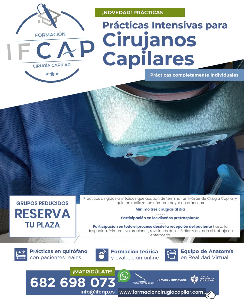 ifcapformacion's tweet photo. 🎓Prácticas Intensivas para Cirujanos Capilares
https://t.co/OYL6O7s7Er

#formaciontecnicocapilar #tecnicodhi #tecnicopinza #formacioncapilar #cirugiacapilar #implantologiacapilar #formacioncirugia https://t.co/A0NVNjd6kU