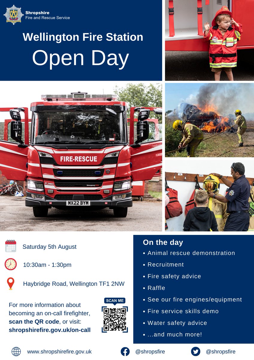 Saturday 5th August - join the <a href="/SFRS_Wellington/">Wellington Station</a> crew for their upcoming #openday!

Come along for a day filled with fun, learning and community spirit.

With lots of activities taking place, this event has something for everyone! 🚒🚨👨‍🚒