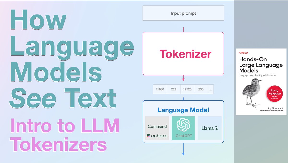 ChatGPT has Never Seen a Single Word (Despite Reading All of The Internet). Glance at LLM Tokenizers.

New Video!

It's fascinating that the actual input to language models is not exactly the text we pass them! Learn more about tokenizers, a key component of LLMs.

 Link in reply