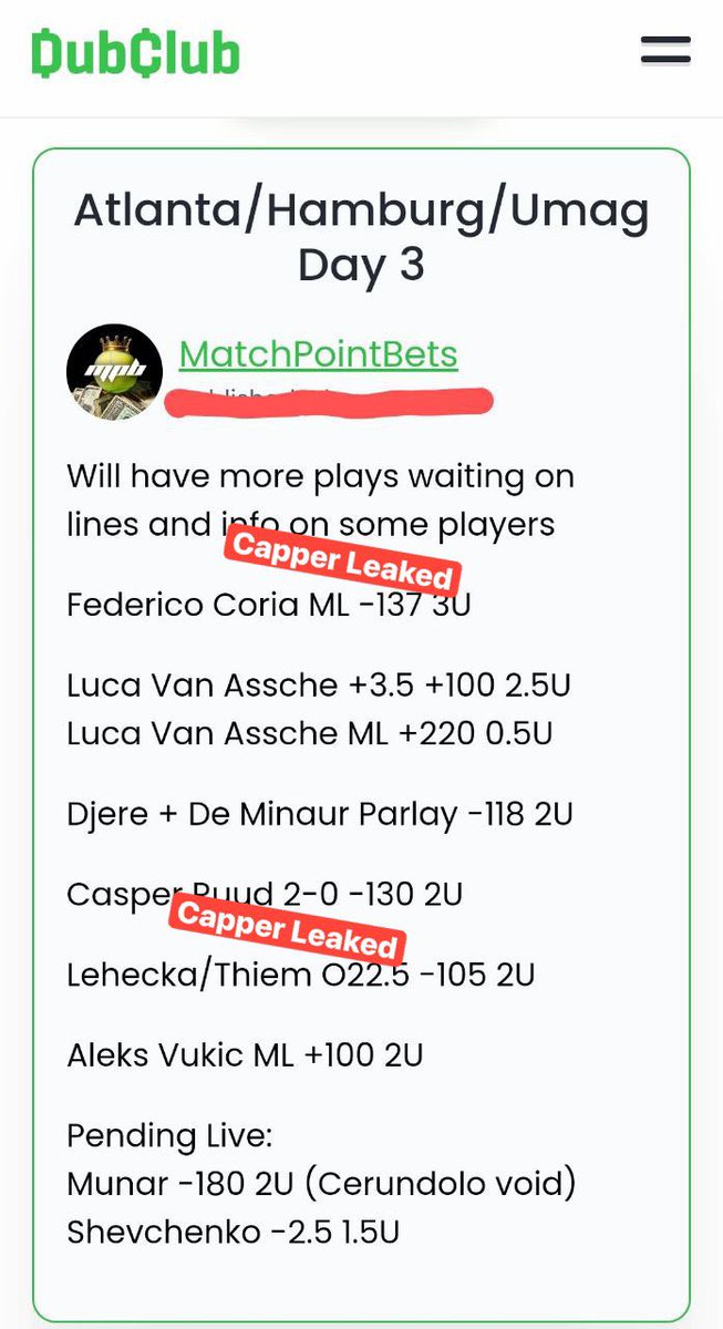 Capperleaked's tweet image. #MatchPointBets