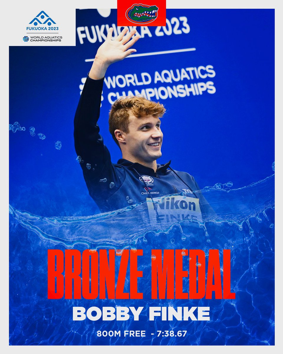 𝗡𝗲𝘄 𝗔𝗺𝗲𝗿𝗶𝗰𝗮𝗻 𝗥𝗲𝗰𝗼𝗿𝗱

Bobby Finke's 7:38.67 in the 800M Free breaks his own American record and earns a bronze medal 🥉

#GoGators | #AQUAFukuoka23