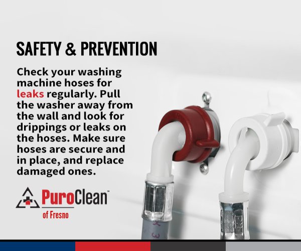 Leaks from your washer happen in the least obvious places, and may have resulted in severe damage to your walls and floors by the time they are discovered. Checking frequently and replacing faulty hoses will save you a lot of money in wall or floor replacement. 
 #SafetyFirst