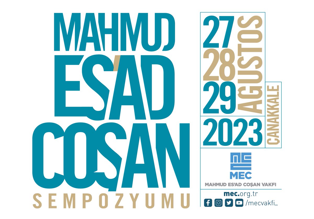 Mahmud Es’ad Coşan, doğumlarının 88. yılında memleketi Çanakkale’de çeşitli etkinliklerle yâd ediliyor.

11-13 Safer 1445 / 27-29 Ağustos 2023 tarihlerinde icra edilecek olan yâd etkinliklerine, sunum yapmak üzere yurt içinden ve yurt dışından ellinin üzerinde kişi katılacak.