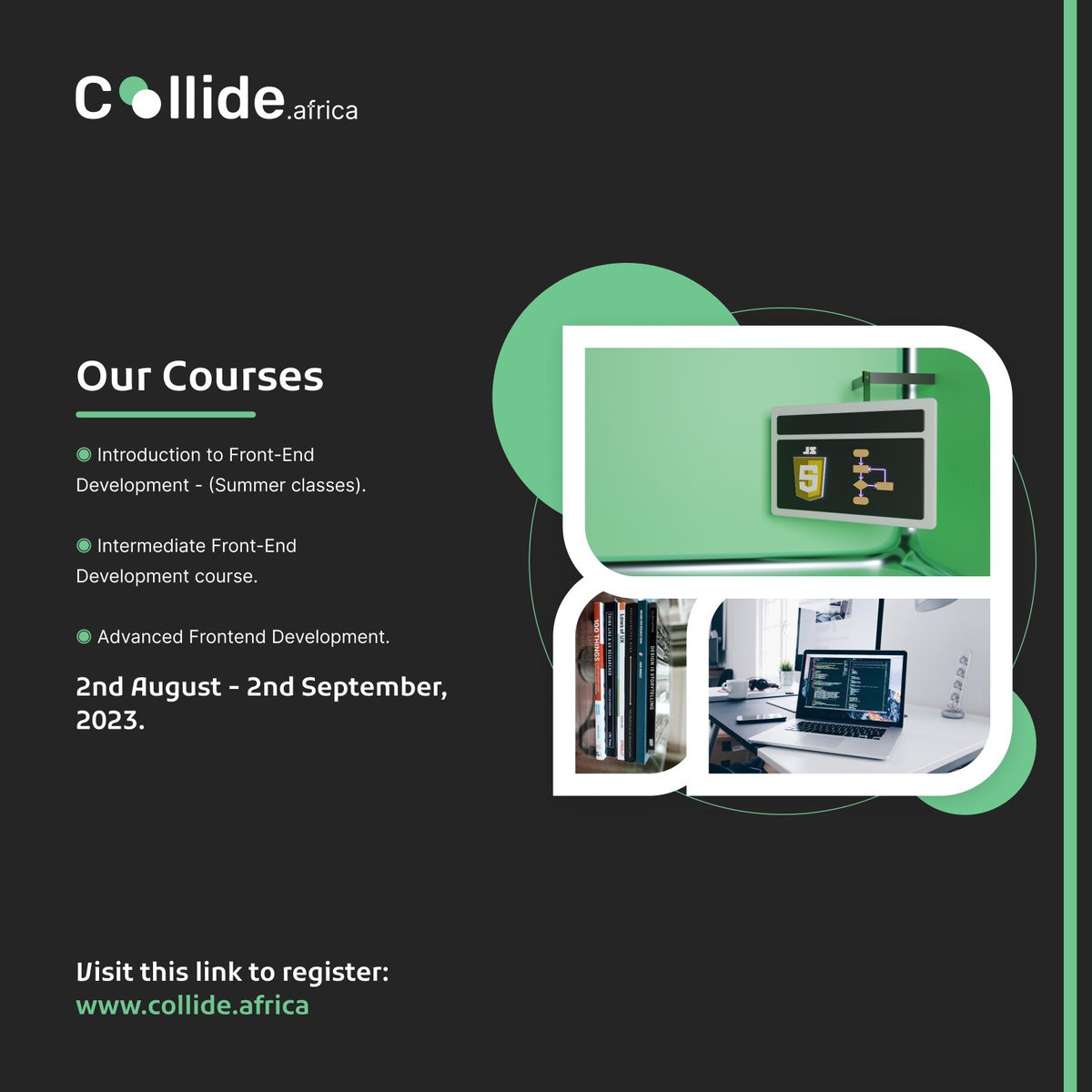 collide_africa's tweet photo. Hello world, &amp; Hello Jos. We have something big in store for you. Kickstart your tech journey with our summer bootcamp starting this August, taught by developers, for developers. You can visit our website https://t.co/riA3UDqykg for more information. 🚀 https://t.co/rX2zmb6BvC