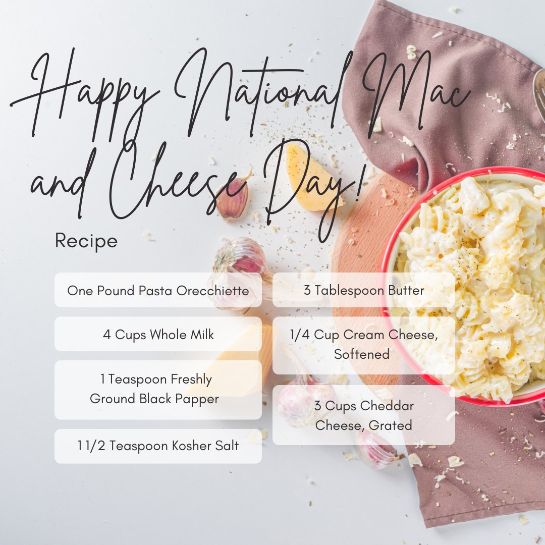 OrganicsThat's tweet photo. Happy National Mac and Cheese Day! Who doesn't love a helping of this comfort food?!
#nationalmacandcheeseday https://t.co/xtXhBcvXHq