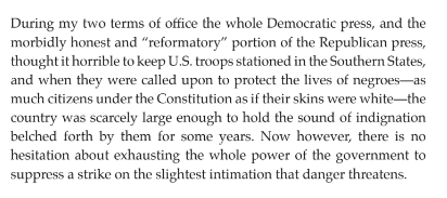 Ulysses S. Grant on the federal response to the Great Uprising of 1877