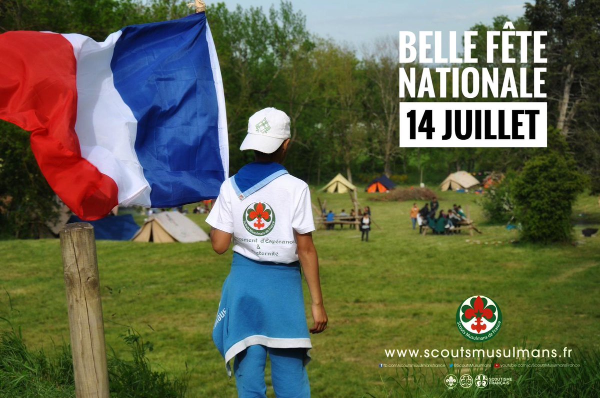 Cher.e.s ami.e.s
Les Scouts Musulmans de France vous souhaitent une très belle fête nationale en ce 14 juillet 2023.
Amitiés