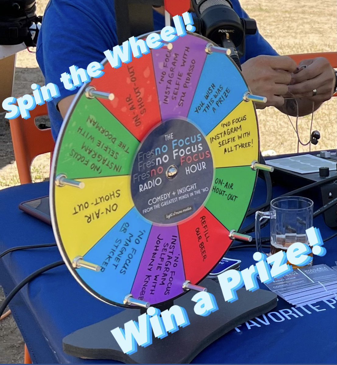 Nofocusradio's tweet photo. The famous “Wheel of Prizes” talked about in “Shaver Lake Brewfest” Ep. 185 of the “No’ Focus Radio Hour” podcast. Fun episode live from Shaver Lake! 
https://t.co/gFQb5fsLYf  on all your favorite podcasting apps!
#shaverlake #brewfest #shaverlakebrewfest #podcast #fresno #beer https://t.co/uCEdeYn3q9