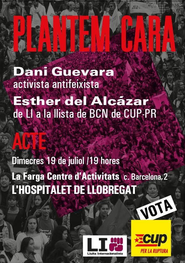 luchainternacio's tweet photo. Acte polític a #LHospitalet organitzat per Lluita Internacionalista com a part de la CUP-PerLaRuptura a les #Eleccions23J. Amb el @DaniGuevaraLH i l'@EstherLluita: 
📆 Dimecres 19 de juliol. 
🕛 19:00h. 
📍 La Farga, centre d'activitats (c/ 
Barcelona, 2. #LH) 
#PlantemCara https://t.co/Nvk6sU8HI9