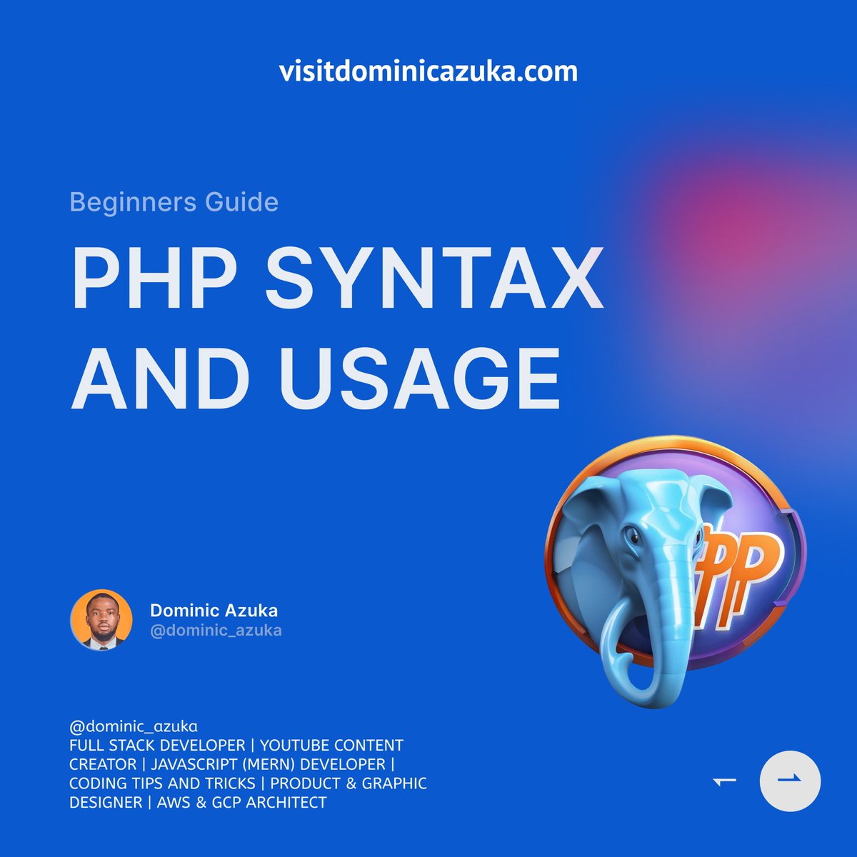 dominic_azuka's tweet image. 🚀 Discover the power of PHP! Learn its syntax & usage for web development. #PHPBasics #WebDevelopment #Coding