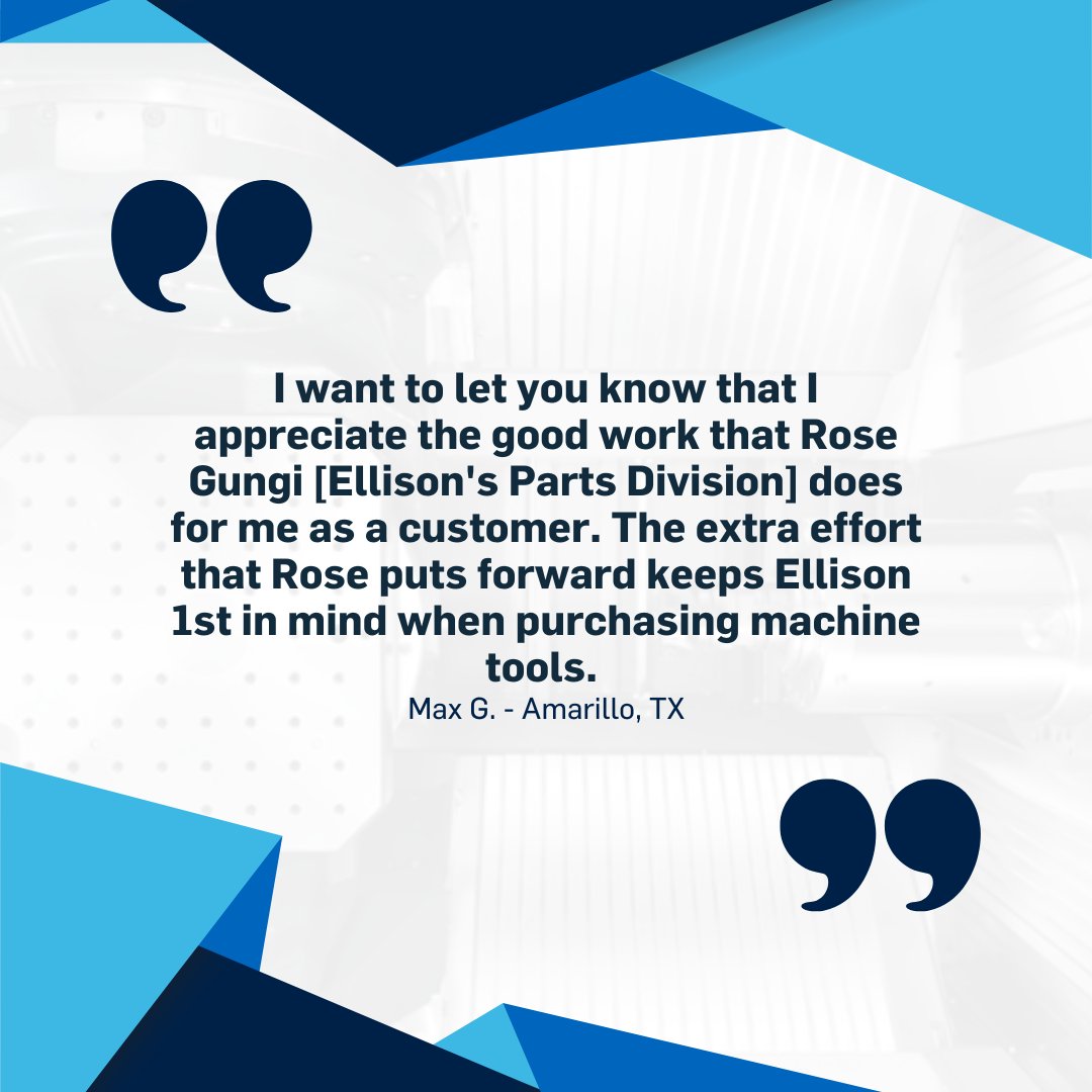 EllisonTech's tweet image. We are delighted to showcase this wonderful review from one of our amazing customers! At Ellison Technologies, our dedicated parts division goes above and beyond to ensure customer satisfaction. Your kind words and continued trust mean the world to us! #makemore #ellisontech