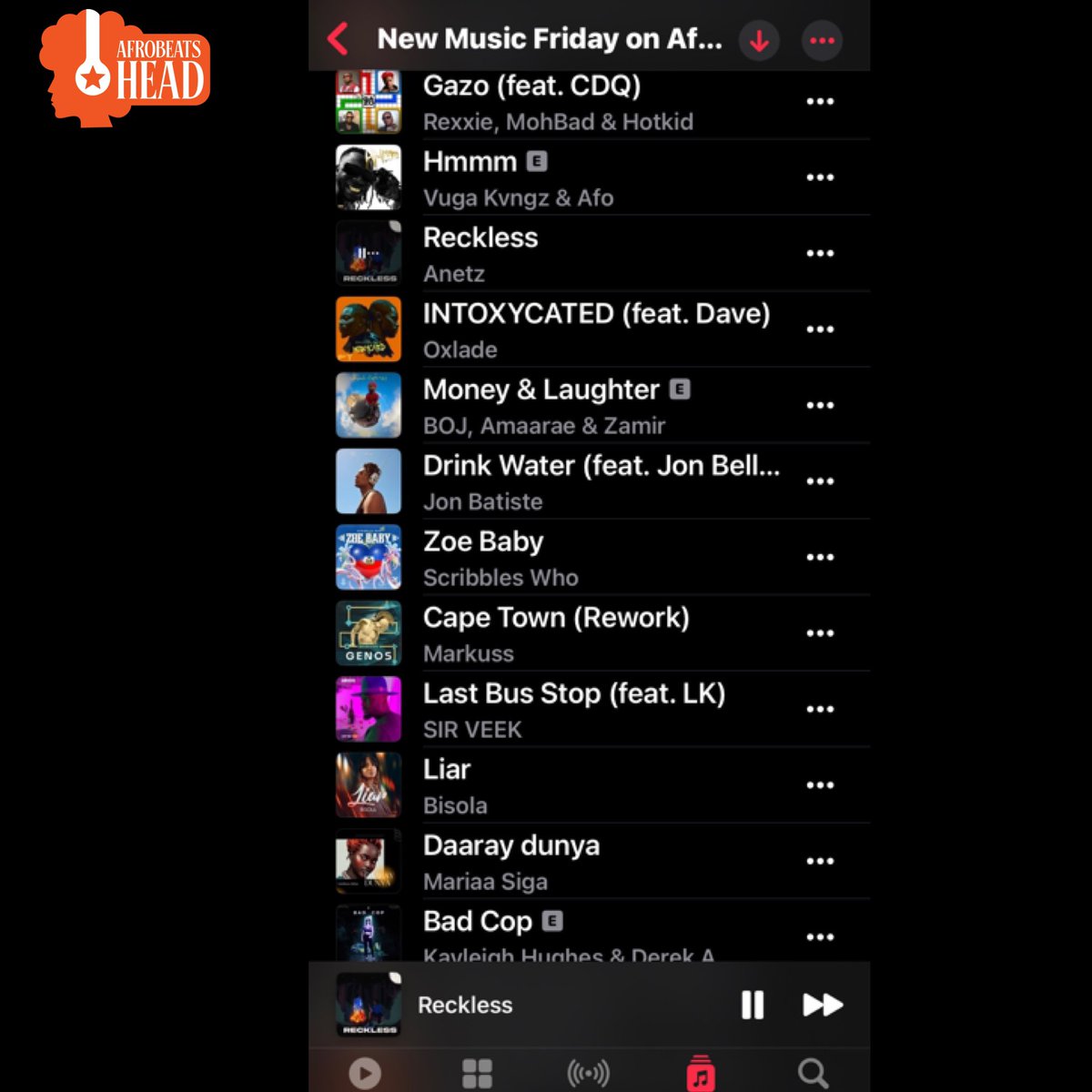 AfrobeatsHead's tweet photo. Over here at Afrobeats Head when we count our blessings, we count New Music Fridays at least 25 times
And today we’re especially grateful for the new drops from our cover boy @PsychoYP @VugaKvngz @Anetz_ &amp;  all the other amazing artists on this playlist.

https://t.co/ne46GI1No7 https://t.co/WazoCZbcoZ