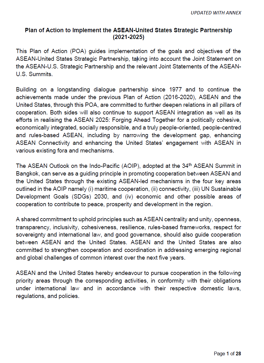 supbrow's tweet image. At the ASEAN Foreign Ministers Meeting, the "Plan of Action to Implement the ASEAN-United States Strategic Partnership (2021-2025)" was updaetd to include a mention of #MaritimeDomainAwareness cooperation and specifically #SeaVision

@sharon__seah
@raylockman