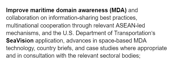 supbrow's tweet image. At the ASEAN Foreign Ministers Meeting, the "Plan of Action to Implement the ASEAN-United States Strategic Partnership (2021-2025)" was updaetd to include a mention of #MaritimeDomainAwareness cooperation and specifically #SeaVision

@sharon__seah
@raylockman