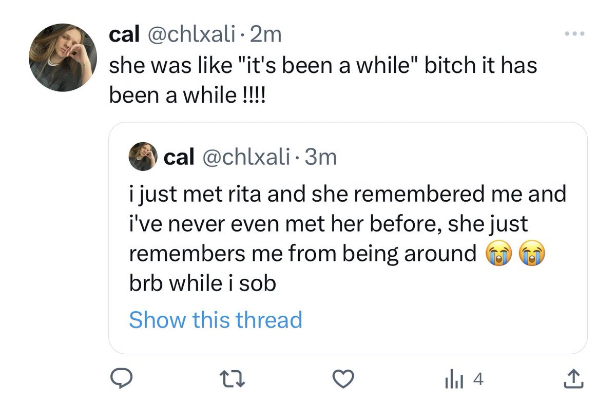 linzzcabeIIo's tweet photo. i haven't been on this account in a while but hello i just met rita for the first time in 12 years https://t.co/oO74g9oAId