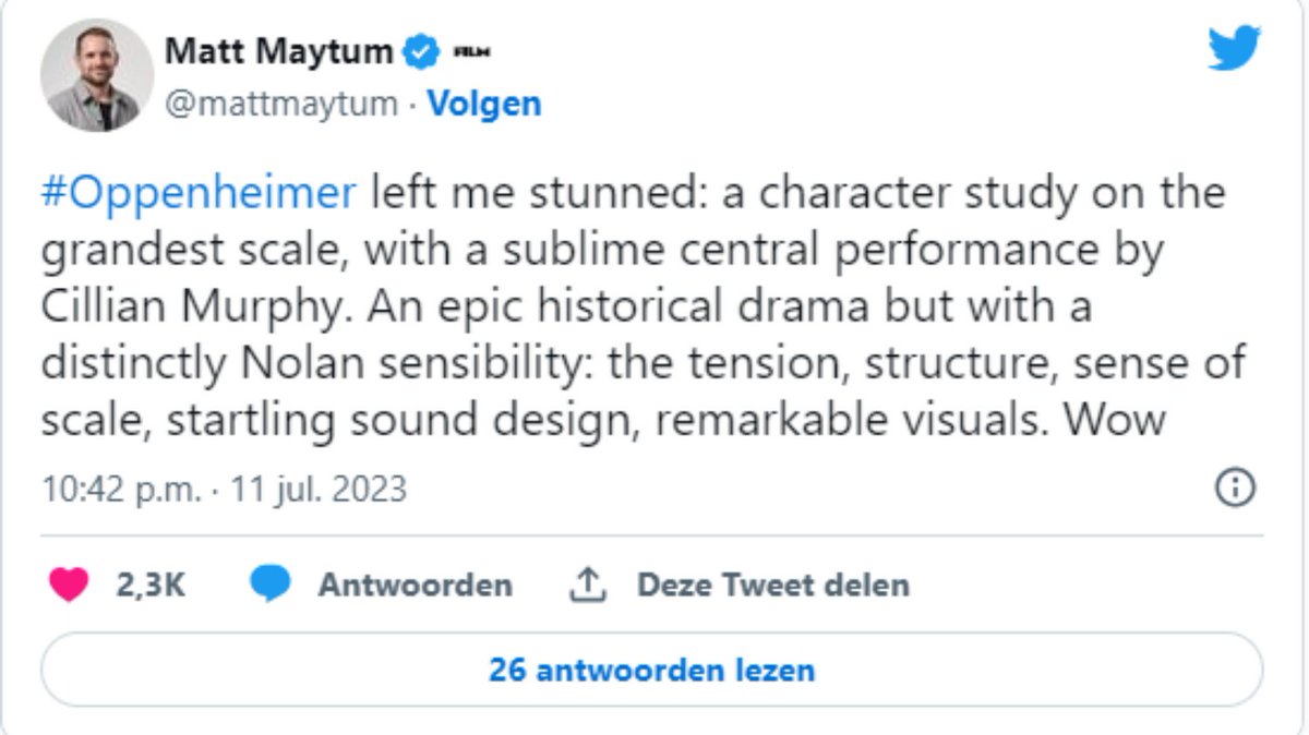 landvast's tweet photo. Christhoper Nolan doet  het weer. Dit keer met 
Oppenheimer, eem  epische thriller die het fascinerende verhaal vertelt van de raadselachtige man die om de wereld te redden het risico moet nemen dat deze wordt verwoest.
https://t.co/z5BKh7yLvl

#bioscoop #landvast #oppenheimer https://t.co/OHPk3C9WEp