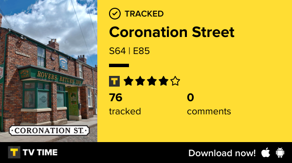 Sarah_L_King's tweet photo. I've just watched episode S64 | E85 of Coronation Street! https://t.co/1x2WwakXxU #tvtime https://t.co/dctoHTXRSR
