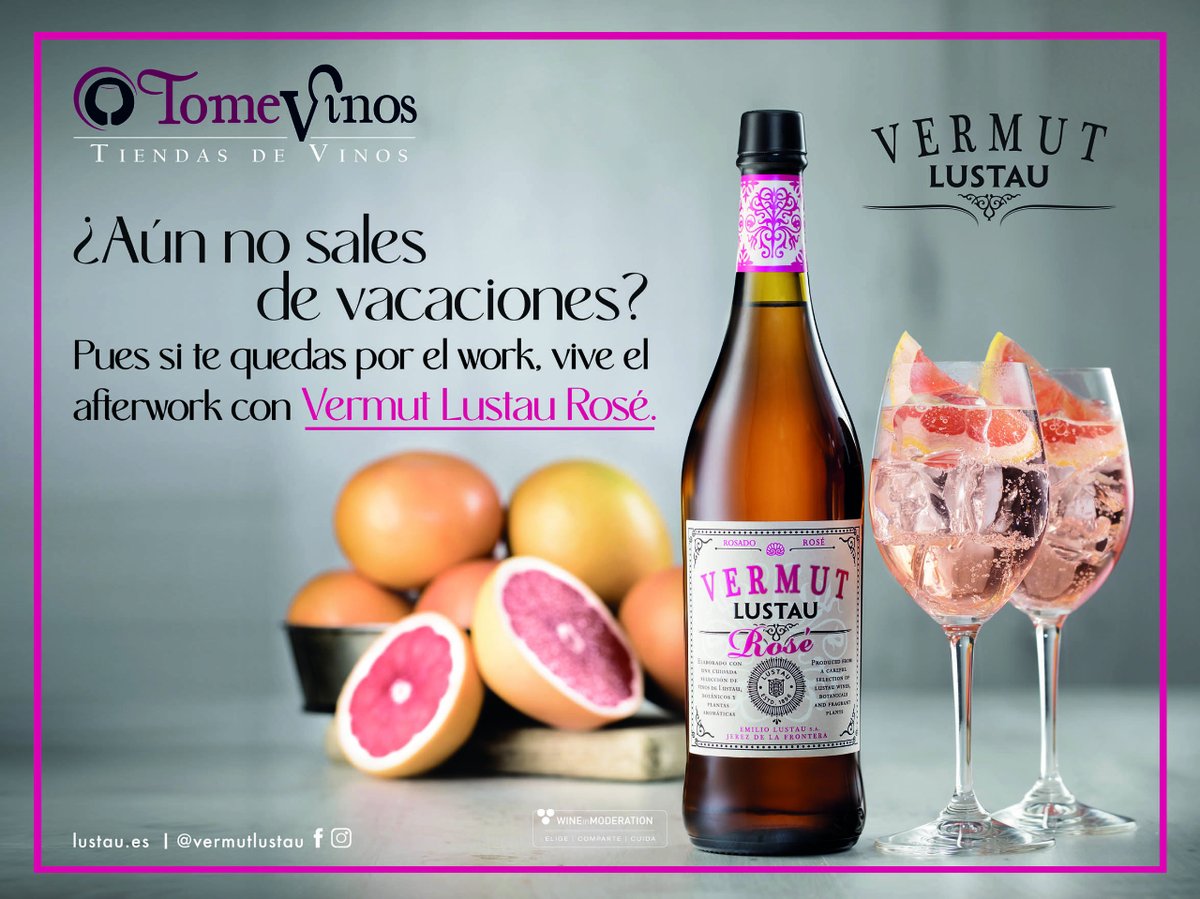 Mejora tu mes de julio con Vermut Lustau Rosé, glamuroso y refrescante. 
Degustación gratuita los fines de semana en todas nuestras tiendas TomeVinos. 
Te preguntarás dónde ha estado todo este tiempo...