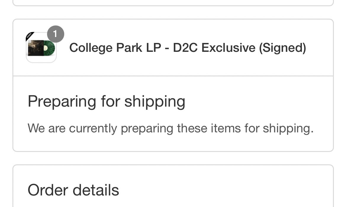 sydaharu's tweet photo. Has anyone received the signed College Park vinyl? I pre-ordered it in January… @Logic301 It’s been saying preparing to ship for like a month… https://t.co/EW1BgDyZM3
