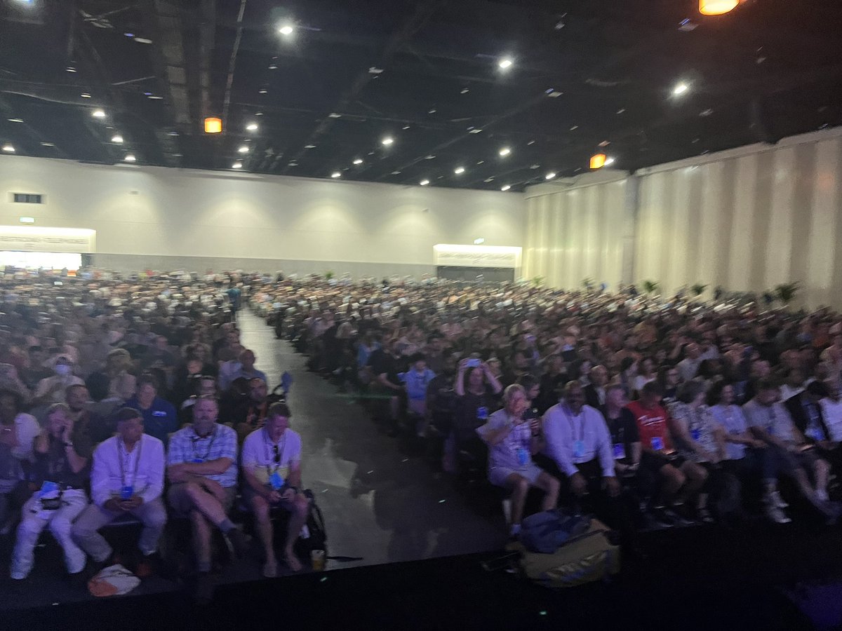 spangrud's tweet image. View from the stage #EsriUC #EsriUC2023 closing session