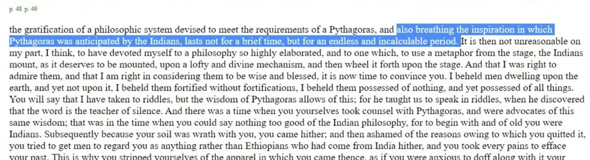 NotASarcasm's tweet photo. @scripwatch @limitlessx420 @nehanagarr Pythagoras was a philosopher first. According to other Pythagorean philosophers such as Apollonius, Eusebius, Stromata, Voltaire, and many more, they clearly mentioned the influence of Indian Brahmins on Pythagoras and his mathematics https://t.co/DweDJ0YJ3K